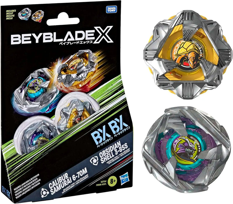 Hasbro - Beyblade X - Calibur Samurai 6-70M & Obsidian Shell 3-85S - Dual Pack Set