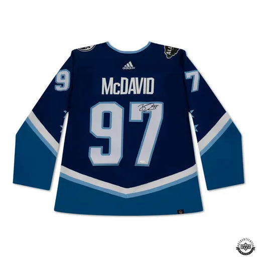 Collectible Merchandise Upper Deck Authenticated - Connor McDavid Autographed Blue 2022 NHL All-Star Game Adidas Authentic Jersey - Cardboard Memories Inc.