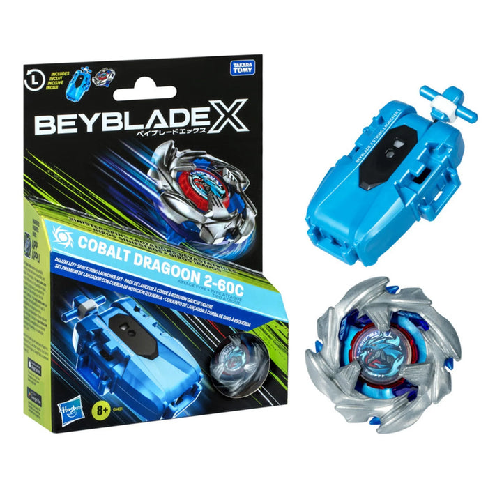 Hasbro - Beyblade X - Cobalt Dragoon - 2-60C - Deluxe Left-Spin String Launcher Set