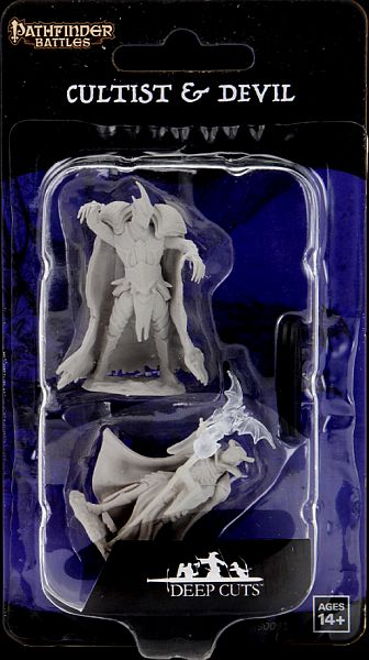 Role Playing Games Paizo - Pathfinder - Unpainted Miniatures - Deep Cuts - Cultist and Devil - 90092 - Cardboard Memories Inc.