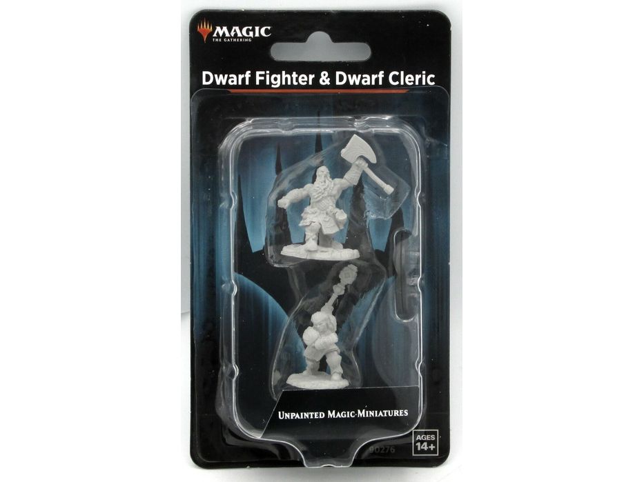 Role Playing Games Wizkids - Magic the Gathering - Unpainted Miniature - Dwarf Fighter and Cleric - 90276 - Cardboard Memories Inc.