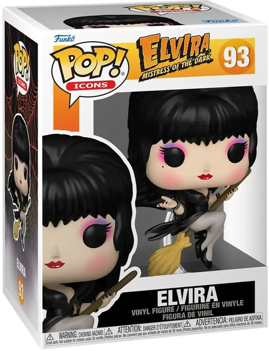 Action Figures and Toys POP! - Icons - Elvira - Mistress of the Dark - Elvira with Broom - Cardboard Memories Inc.