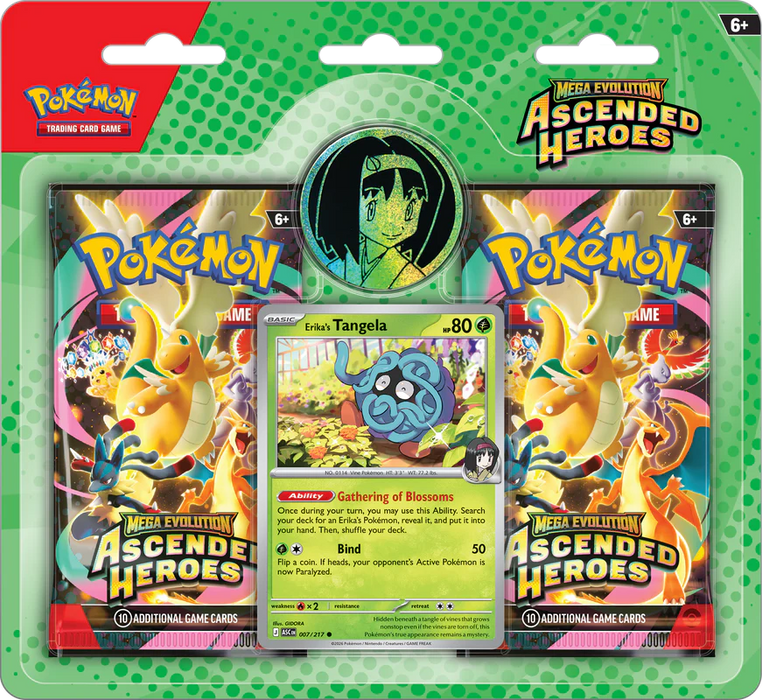 Trading Card Games Pokémon - Mega Evolution - Ascended Heroes - 2 Pack Blister - Erika's Tangela - Cardboard Memories Inc.