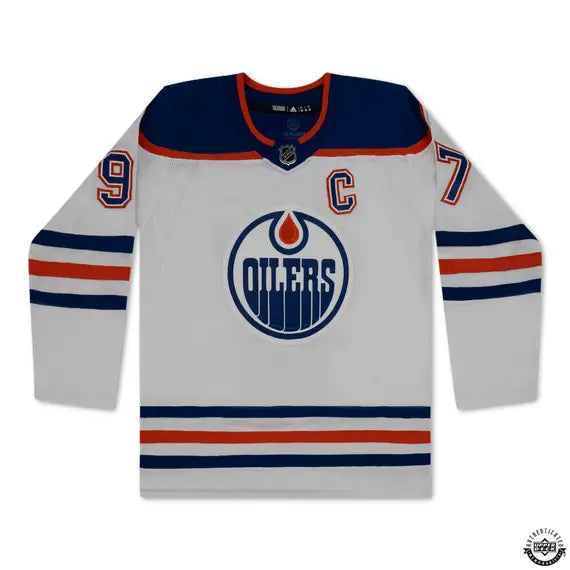 Collectible Merchandise Upper Deck Authenticated - Connor McDavid Autographed White 2023 Adidas Edmonton Oilers Jersey - Cardboard Memories Inc.