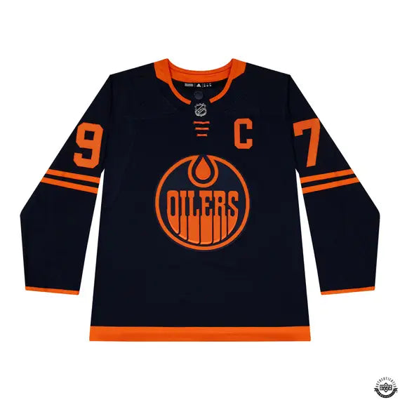 Collectible Merchandise Upper Deck Authenticated - Connor McDavid Autographed & Inscribed “6X All-Star” Navy Primegreen Adidas Edmonton Oilers Alternate Jersey - Cardboard Memories Inc.