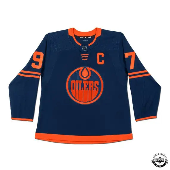 Collectible Merchandise Upper Deck Authenticated - Connor McDavid Autographed & Inscribed Authentic Navy Adidas Edmonton Oilers Alternate Jersey - Cardboard Memories Inc.