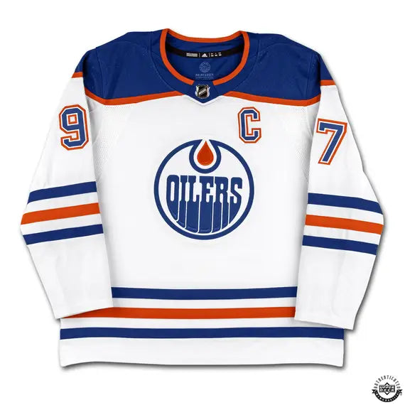 Collectible Merchandise Upper Deck Authenticated - Connor McDavid Autographed White Adidas Edmonton Oilers Jersey - Cardboard Memories Inc.