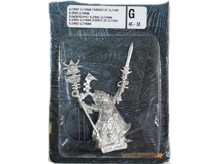 Collectible Miniature Games Games Workshop - Warhammer 40K - Eldar - Eldrad Ulthran Faseer of Ulthan - 46-38 (2003 Production DAMAGED BLISTER TOP HALF MISSING) - Cardboard Memories Inc.