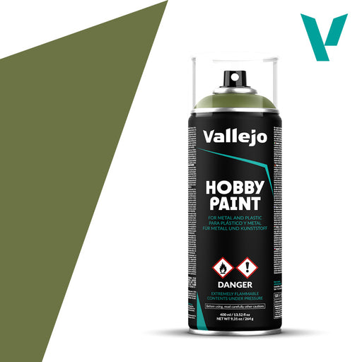 Paints and Paint Accessories Acrylicos Vallejo - Paint Spray - Goblin Green - 28 027 - Cardboard Memories Inc.