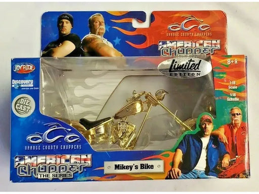 Action Figures and Toys Ertl - Joy Ride - OCC American Chopper Motorcycle Series - Mickey's Bike - Gold Limited Edition - Cardboard Memories Inc.