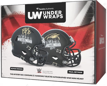 Supplies Fanatics - 2026 - Under Wraps - WrestleMania 42 - Autographed Mini Helmet - Cardboard Memories Inc.