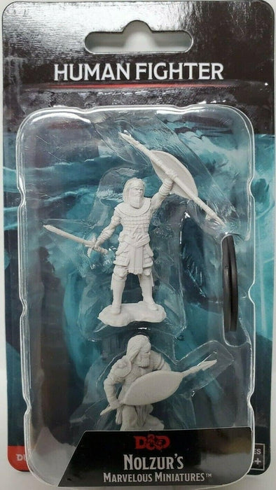 Role Playing Games Wizkids - Dungeons and Dragons - Unpainted Miniature - Nolzurs Marvellous Miniatures - Human Male Fighter - 90144 - Cardboard Memories Inc.