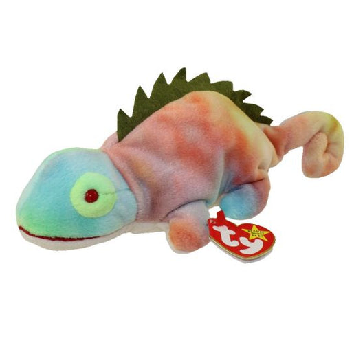 Plush TY Beanie Baby - Iggy the Iguana (Tye-Dyed with Spikes) - Cardboard Memories Inc.