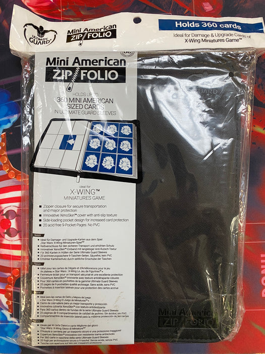 Supplies Ultimate Guard - 9 Pocket Mini American ZipFolio Xenoskin Binder - Black - Cardboard Memories Inc.