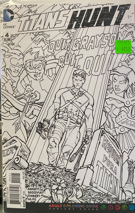 Comic Books DC Comics - Titans Hunt (2015) 004 - Cover B Adult Coloring Book Variant Edition (Cond. VF-) - 4757 - Cardboard Memories Inc.