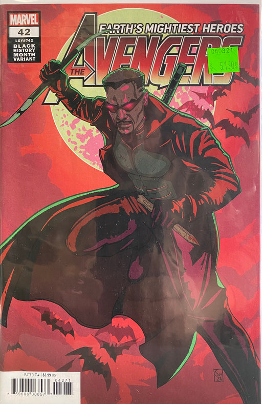 Comic Books Marvel Comics - Avengers (2018 8th Series) 042 - Cover G Souza Blade Black History Month Variant Edition (Cond. VF-) - 5150 - Cardboard Memories Inc.