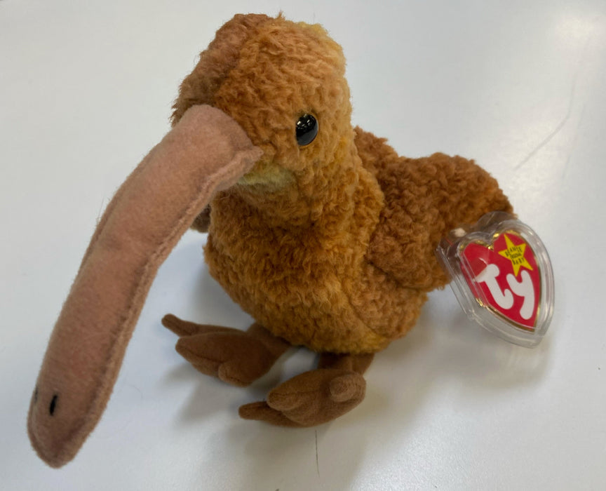 Plush TY Beanie Baby - Beak the Kiwi - Cardboard Memories Inc.