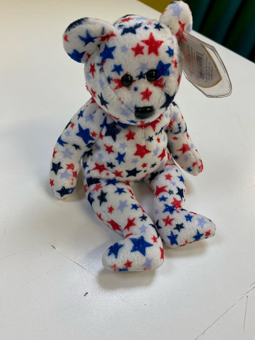 Plush TY Beanie Baby - Red, White & Blue the Bear - Cardboard Memories Inc.