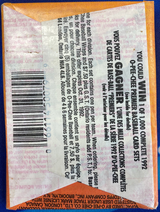 Sports Cards O-Pee-Chee OPC - 1992 - Baseball - Sealed Pack - Cardboard Memories Inc.