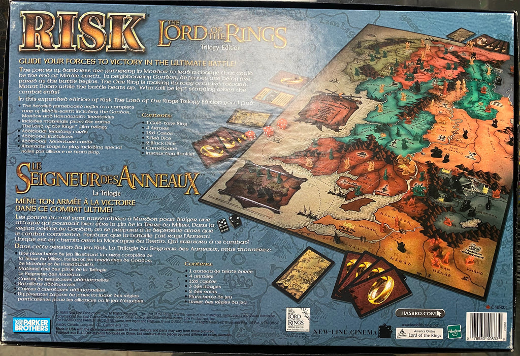 Board Games Parker Brothers - Risk - Lord of the Rings Trilogy Edition - Pre-Owned - Resealed - Cardboard Memories Inc.