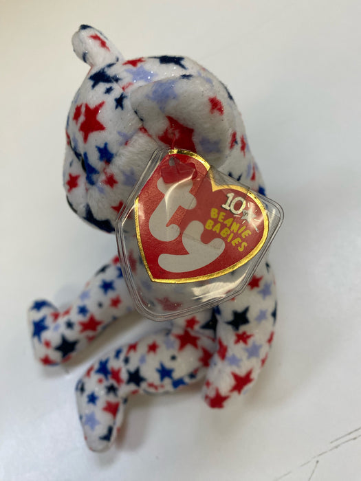 Plush TY Beanie Baby - Red, White & Blue the Bear - Cardboard Memories Inc.