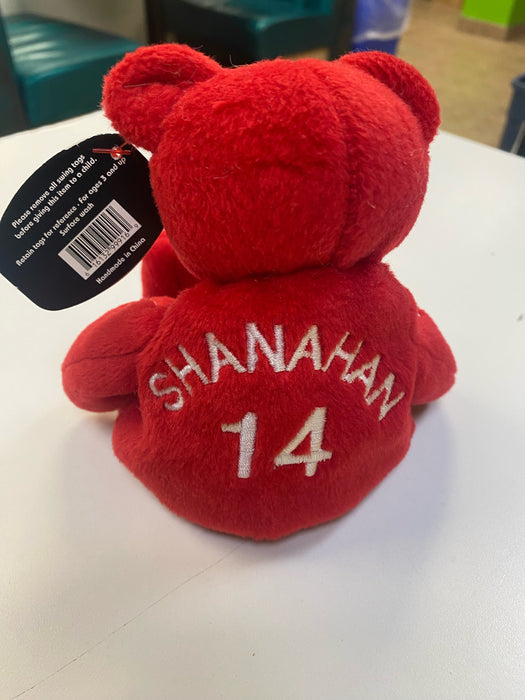 Plush Salvino's Bammers - 1999 - Detroit Red Wings - Red Teddy Bear - Brendan Shanahan - Cardboard Memories Inc.