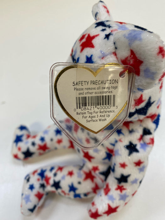 Plush TY Beanie Baby - Red, White & Blue the Bear - Cardboard Memories Inc.
