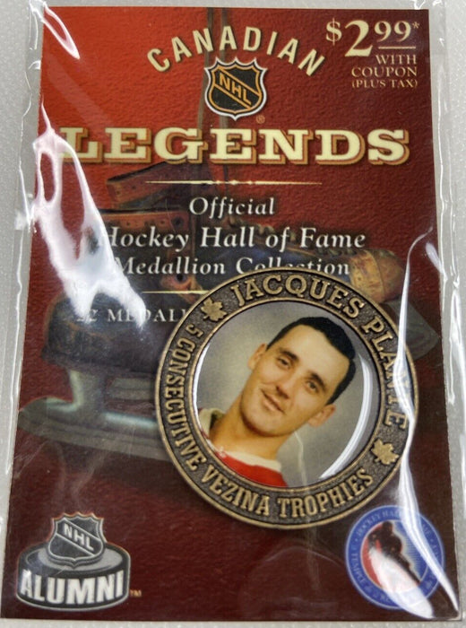 Supplies NHL - Canadian Legends - Official Hockey Hall of Fame - Medallion Collection - Jacques Plante - Cardboard Memories Inc.