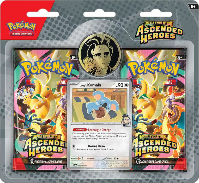 Trading Card Games Pokémon - Mega Evolution - Ascended Heroes - 2 Pack Blister - Larry's Komala - Cardboard Memories Inc.