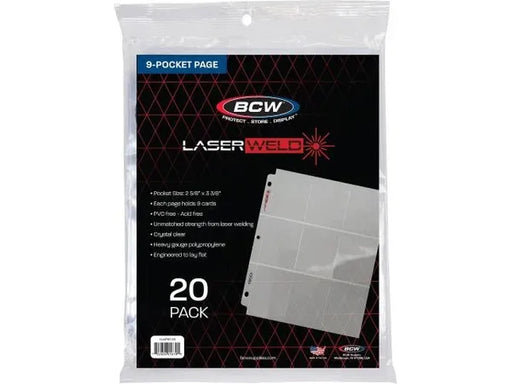 Supplies BCW - 9 Pocket Laserweld Pages - Pack of 20 - Cardboard Memories Inc.