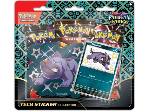 Trading Card Games Pokemon - Scarlet and Violet - Paldean Fates - Shiny Maschiff - Tech Sticker Collection - Cardboard Memories Inc.