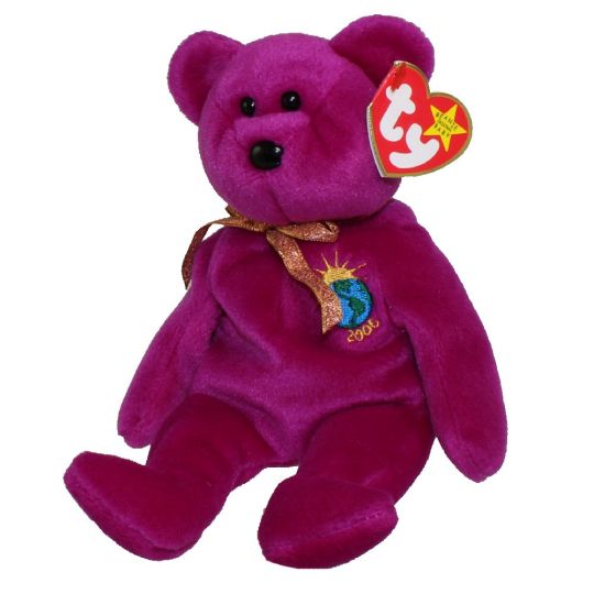 Plush TY Beanie Baby - Millennium the Bear - Cardboard Memories Inc.