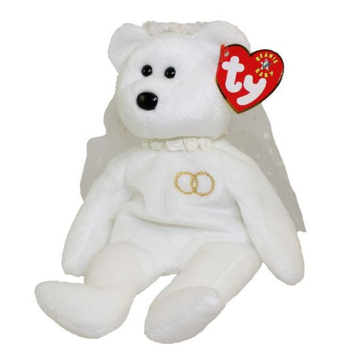 Plush TY Beanie Baby - Mrs the Bride Bear - Cardboard Memories Inc.