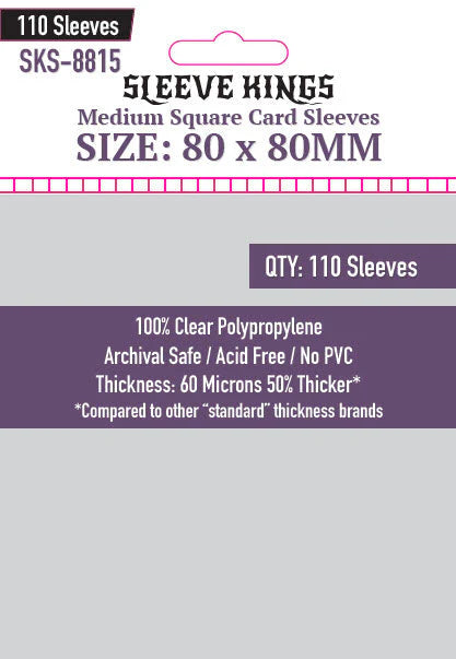 Supplies Sleeve Kings - Medium Square Card Sleeves - 80mm x 80mm - Cardboard Memories Inc.