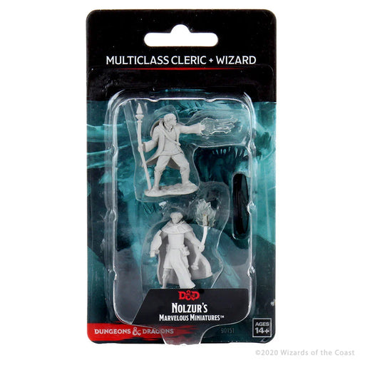 Role Playing Games Wizkids - Dungeons and Dragons - Unpainted Miniature - Nolzurs Marvellous Miniatures - Human Male Cleric/Wizard - 90151 - Cardboard Memories Inc.