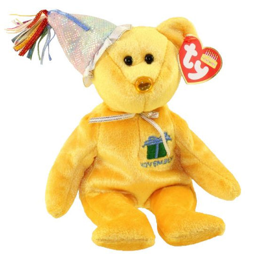 Plush TY Beanie Baby - November the Teddy Birthday Bear - Cardboard Memories Inc.
