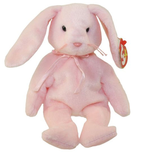 Plush TY Beanie Baby - Hoppity the Pink Bunny - Cardboard Memories Inc.