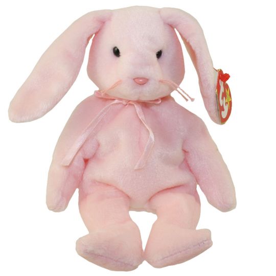 Plush TY Beanie Baby - Hoppity the Pink Bunny - Cardboard Memories Inc.