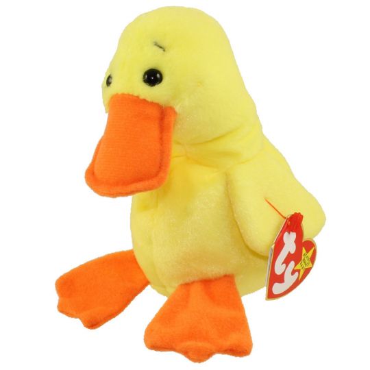 Plush TY Beanie Baby - Quackers the Duck - Cardboard Memories Inc.
