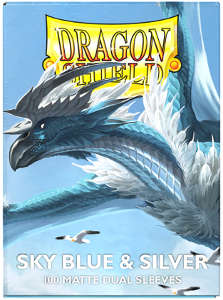 Supplies Arcane Tinmen - Dragon Shield Dual Matte Sleeves - Standard Size - Sky Blue and Silver - Package of 100 - Available February 13th 2026 - Cardboard Memories Inc.