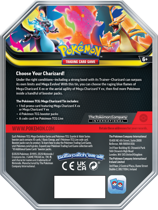 Pokémon - Mega Evolution - Ascended Heroes - Mega Charizard X - Tin - Pre-Order February 20th 2026