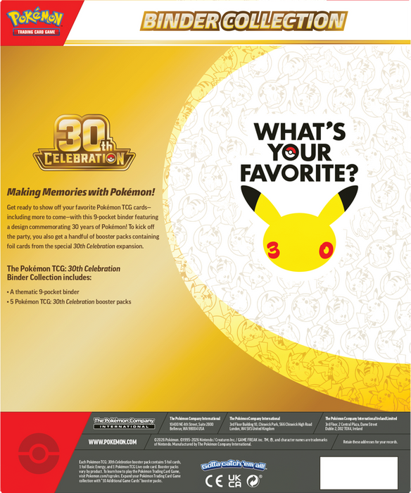 Trading Card Games Pokemon - 2026 - 30th Celebration - Binder Collection - Cardboard Memories Inc.