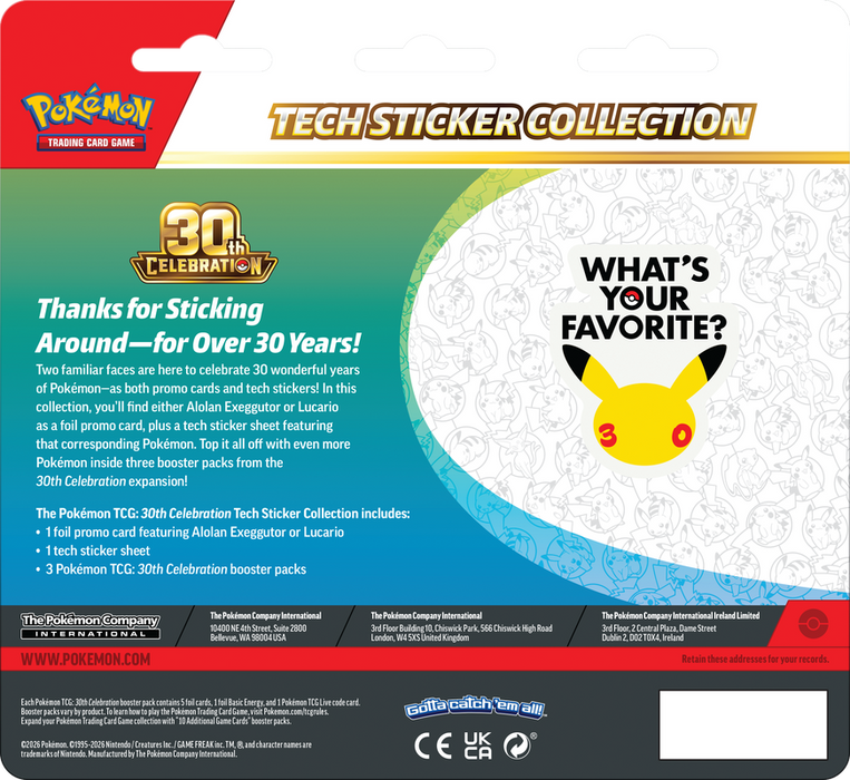 Trading Card Games Pokemon - 2026 - 30th Celebration - Tech Sticker Collection - Alolan Exeggutor - Cardboard Memories Inc.