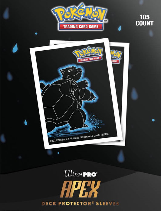 Supplies Ultra Pro - Pokemon - APEX - Deck Protector Sleeves - Neon Kanto - Blastoise - 105 Count - Available November 15th 2025 - Cardboard Memories Inc.