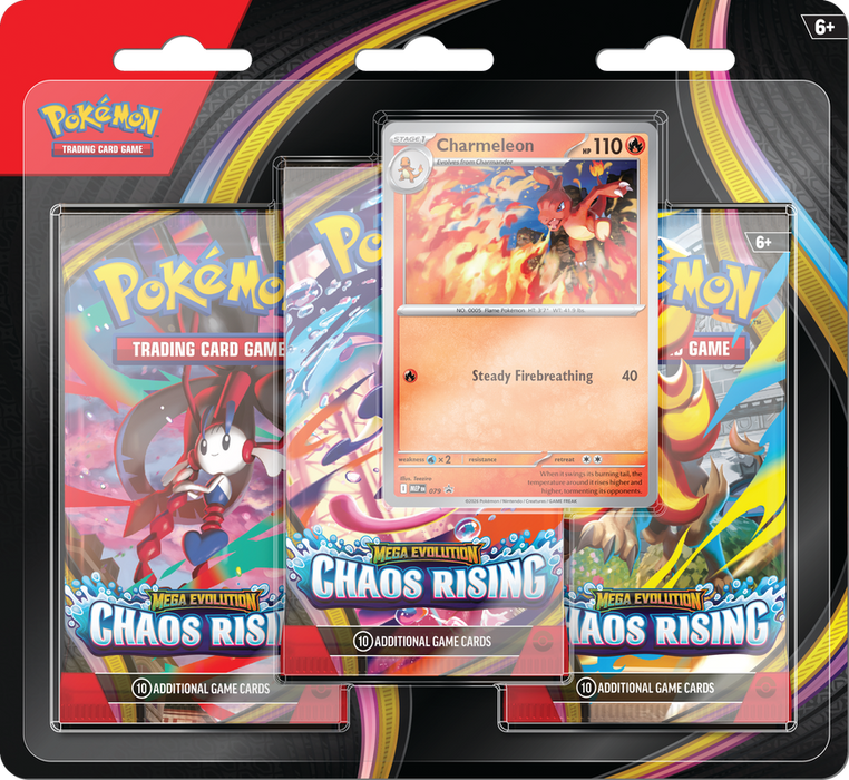 Trading Card Games Pokémon - Mega Evolution - Chaos Rising - 3 Pack Blister - Charmeleon - Cardboard Memories Inc.