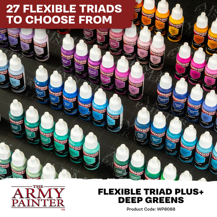 Paints and Paint Accessories Army Painter - Warpaints Fanatic - Deep Greens - Flexible Triad Plus Set - Cardboard Memories Inc.
