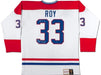  Upper Deck - Authenticated - Patrick Roy Autographed Inscribed White Mitchel and Ness Montreal Vintage Canadiens Jersey - 89558 - ORDER VIA EMAIL ONLY - Cardboard Memories Inc.