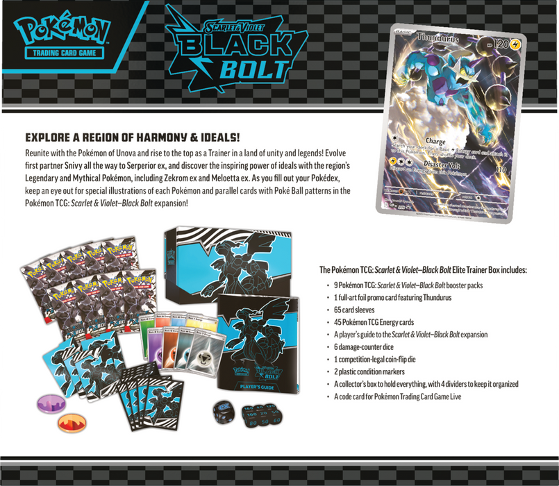 Trading Card Games Pokemon - Scarlet and Violet - Black and White - Black Bolt - Elite Trainer Box - Cardboard Memories Inc.