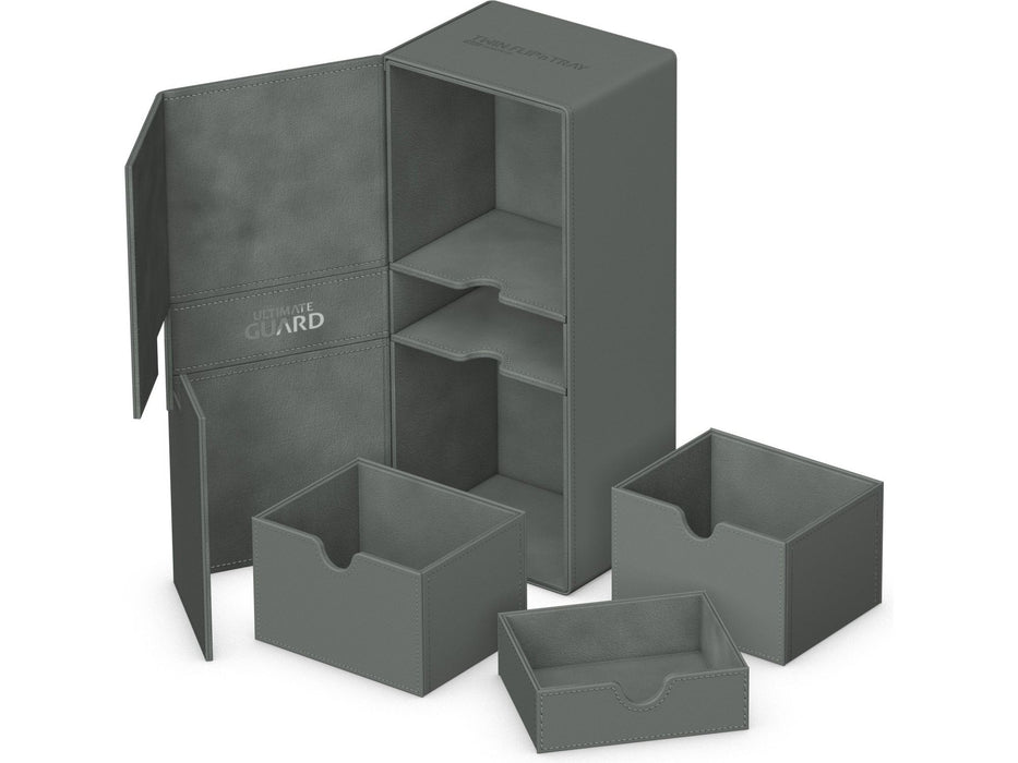 Supplies Ultimate Guard - Twin Flip N Tray Deck Case - Monocolor Grey - 266+ - Cardboard Memories Inc.
