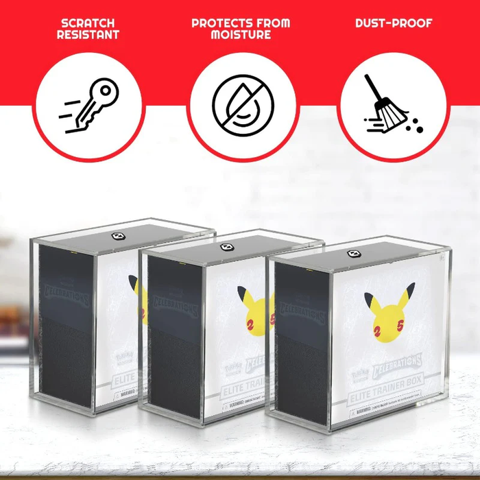 Comic Supplies Evoretro - Acrylic Pokémon ETB Protector with Sliding Lid - 4.0mm - Cardboard Memories Inc.